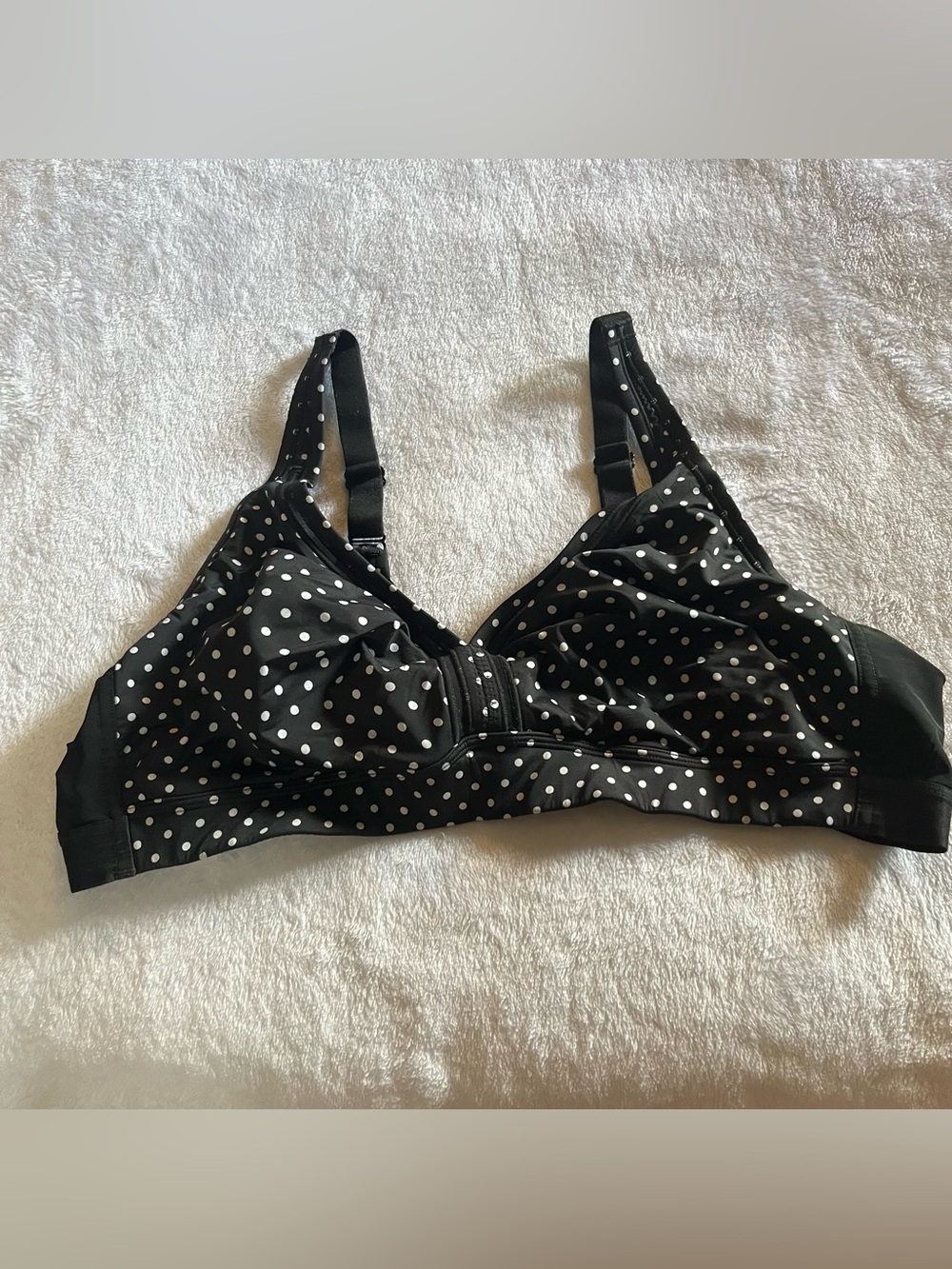 Cacique Lane Bryant Bra Black With White Polka Dot Full Coverage NO WIRE 46C
